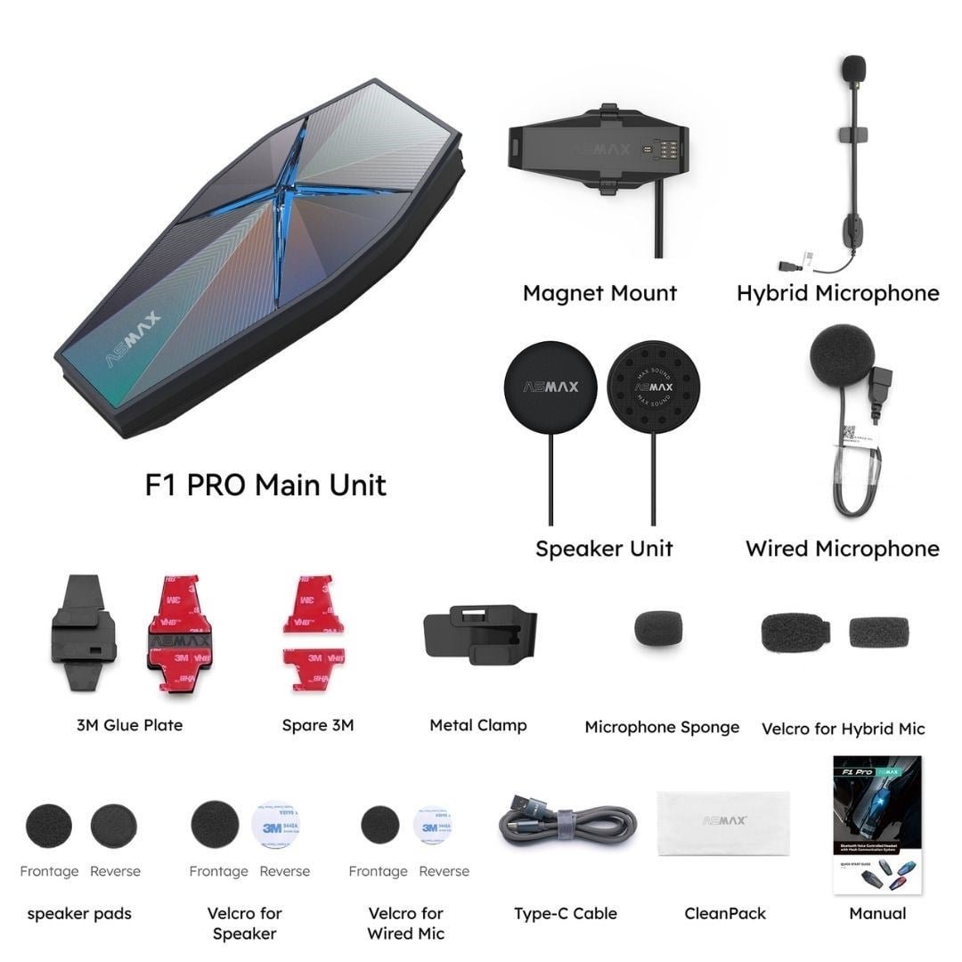 Mesh interkom kulaklık ASMAX F1 Pro kask montajı