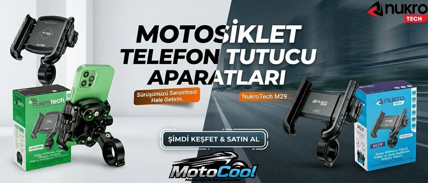 Klipsli motosiklet telefon tutucu ile gidona sabitlenmiş akıllı telefon